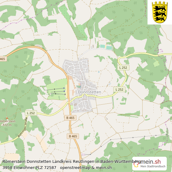 Römerstein Donnstetten Landkreis Reutlingen Lageplan © Openstreetmap Contributors Römerstein Donnstetten Lageplan